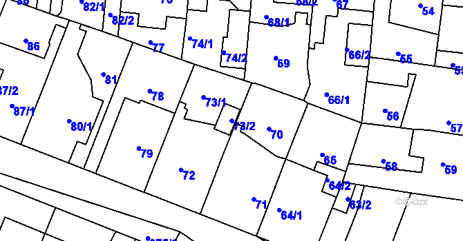Parcela st. 73/2 v KÚ Čimice, Katastrální mapa