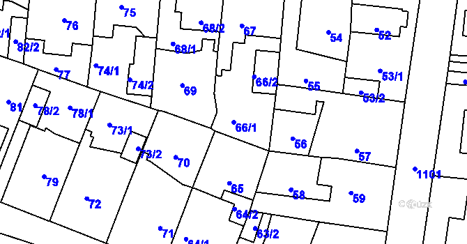 Parcela st. 66/1 v KÚ Čimice, Katastrální mapa