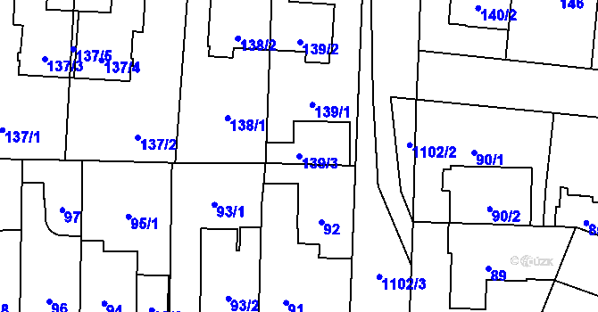 Parcela st. 139/3 v KÚ Čimice, Katastrální mapa