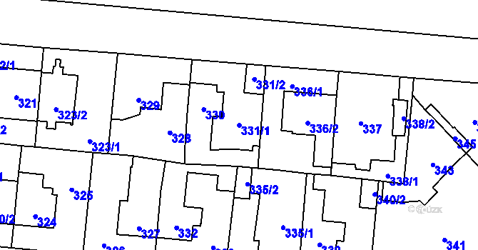 Parcela st. 331/1 v KÚ Čimice, Katastrální mapa