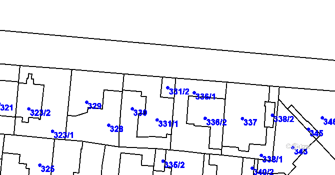 Parcela st. 331/2 v KÚ Čimice, Katastrální mapa