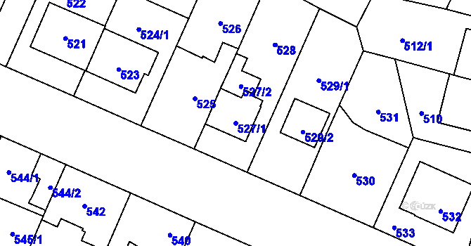 Parcela st. 527/1 v KÚ Čimice, Katastrální mapa