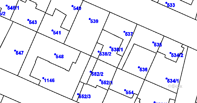 Parcela st. 538/2 v KÚ Čimice, Katastrální mapa