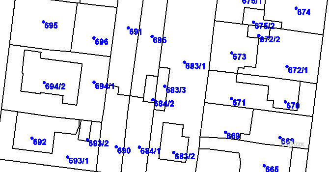 Parcela st. 683/3 v KÚ Čimice, Katastrální mapa