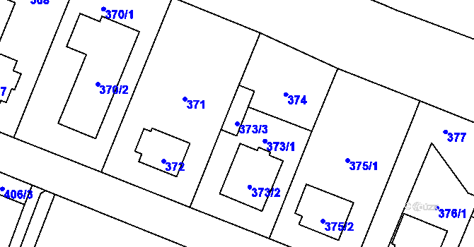 Parcela st. 373/3 v KÚ Čimice, Katastrální mapa