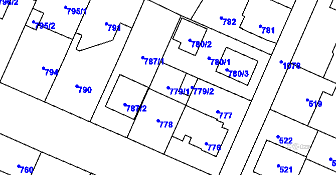 Parcela st. 779/1 v KÚ Čimice, Katastrální mapa