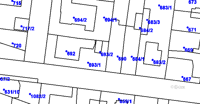 Parcela st. 693/2 v KÚ Čimice, Katastrální mapa
