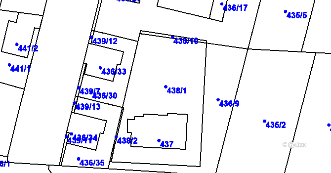 Parcela st. 438/1 v KÚ Čimice, Katastrální mapa