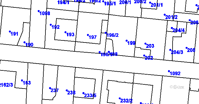 Parcela st. 196/1 v KÚ Čimice, Katastrální mapa