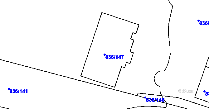 Parcela st. 836/147 v KÚ Čimice, Katastrální mapa