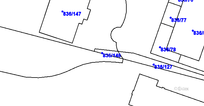 Parcela st. 836/148 v KÚ Čimice, Katastrální mapa