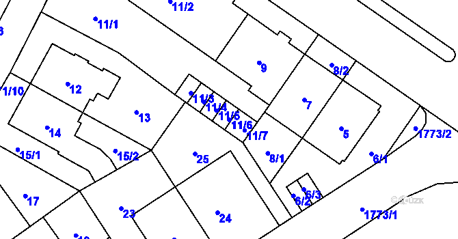 Parcela st. 11/6 v KÚ Kobylisy, Katastrální mapa