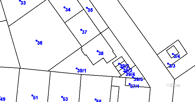 Parcela st. 38 v KÚ Kobylisy, Katastrální mapa