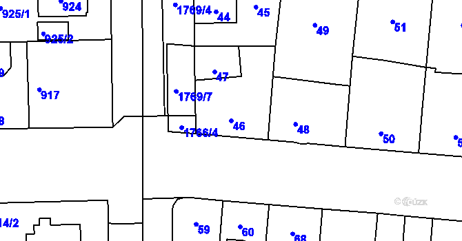 Parcela st. 46 v KÚ Kobylisy, Katastrální mapa