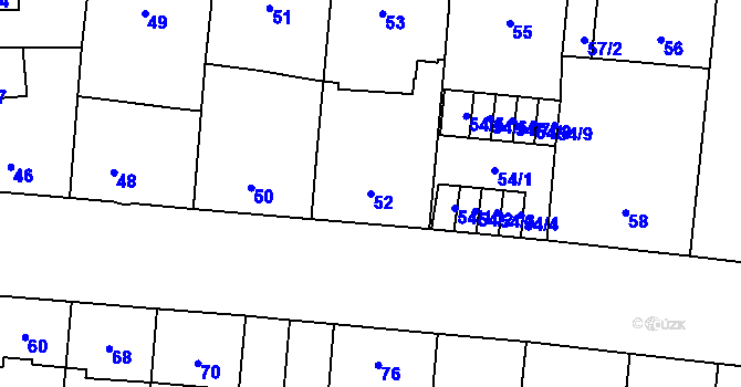 Parcela st. 52 v KÚ Kobylisy, Katastrální mapa