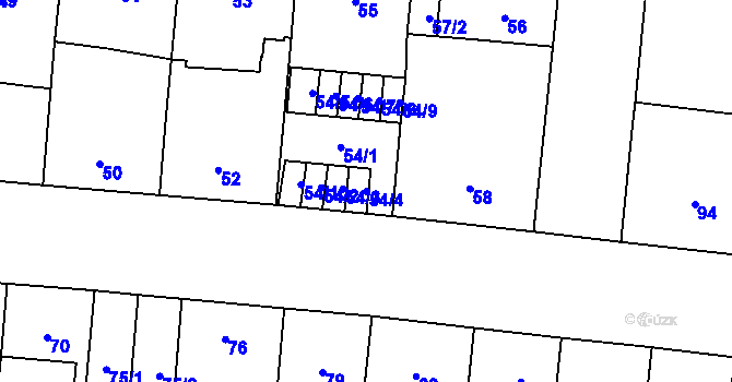 Parcela st. 54/4 v KÚ Kobylisy, Katastrální mapa