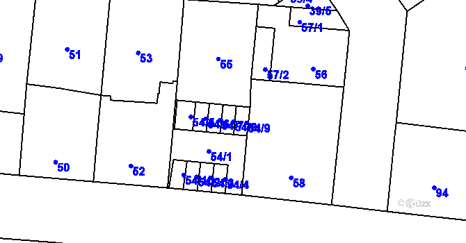 Parcela st. 54/8 v KÚ Kobylisy, Katastrální mapa