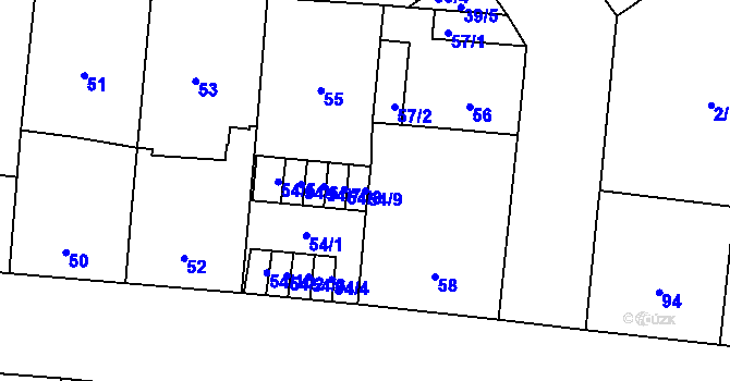Parcela st. 54/9 v KÚ Kobylisy, Katastrální mapa