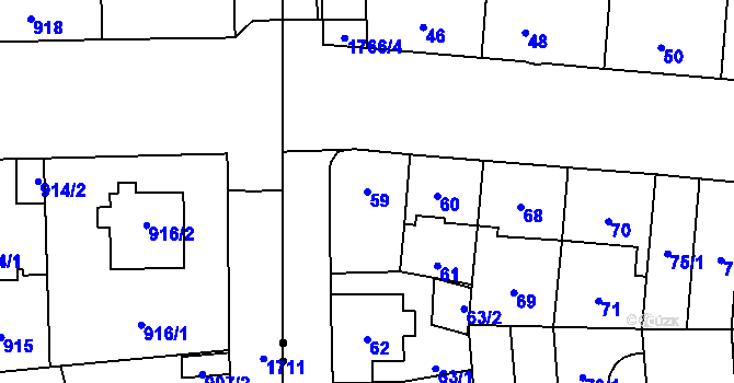 Parcela st. 59 v KÚ Kobylisy, Katastrální mapa