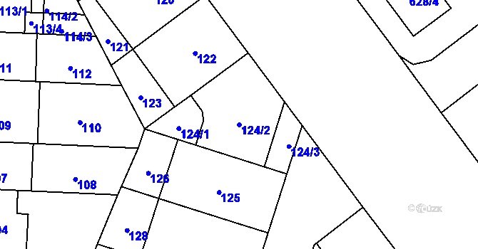 Parcela st. 124/2 v KÚ Kobylisy, Katastrální mapa