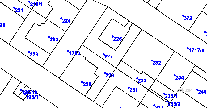 Parcela st. 227 v KÚ Kobylisy, Katastrální mapa