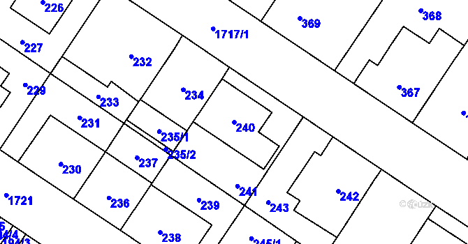 Parcela st. 240 v KÚ Kobylisy, Katastrální mapa