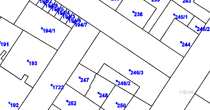 Parcela st. 246/3 v KÚ Kobylisy, Katastrální mapa