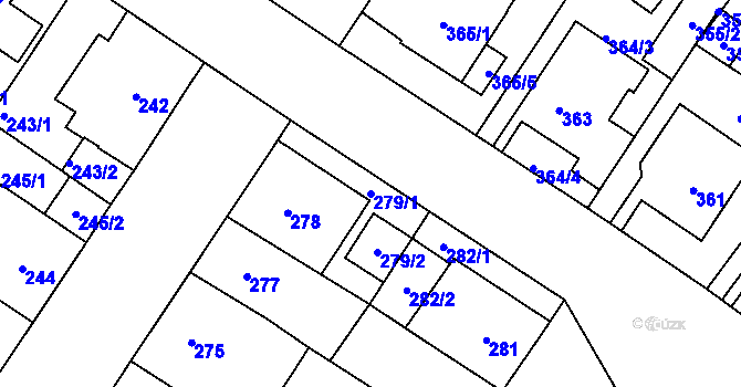 Parcela st. 279/1 v KÚ Kobylisy, Katastrální mapa