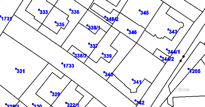 Parcela st. 339 v KÚ Kobylisy, Katastrální mapa