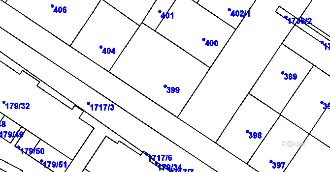 Parcela st. 399 v KÚ Kobylisy, Katastrální mapa