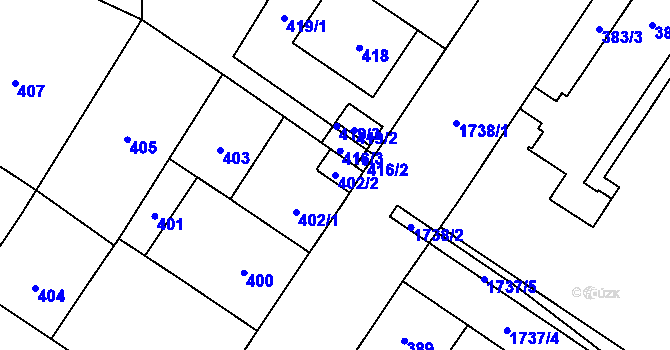 Parcela st. 402/2 v KÚ Kobylisy, Katastrální mapa