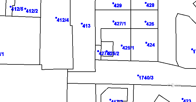Parcela st. 427/2 v KÚ Kobylisy, Katastrální mapa