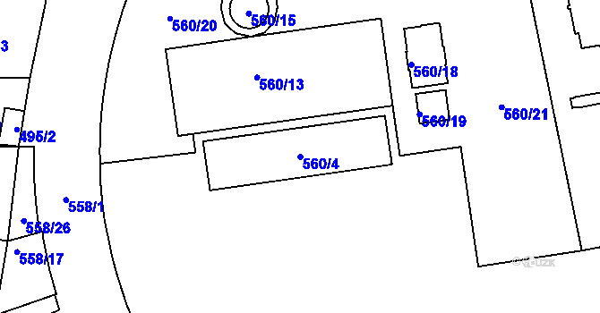 Parcela st. 560/4 v KÚ Kobylisy, Katastrální mapa