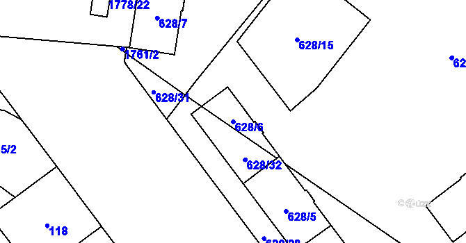 Parcela st. 628/6 v KÚ Kobylisy, Katastrální mapa