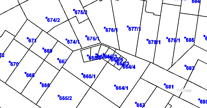 Parcela st. 665/3 v KÚ Kobylisy, Katastrální mapa