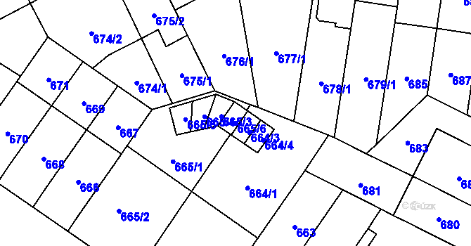 Parcela st. 665/6 v KÚ Kobylisy, Katastrální mapa