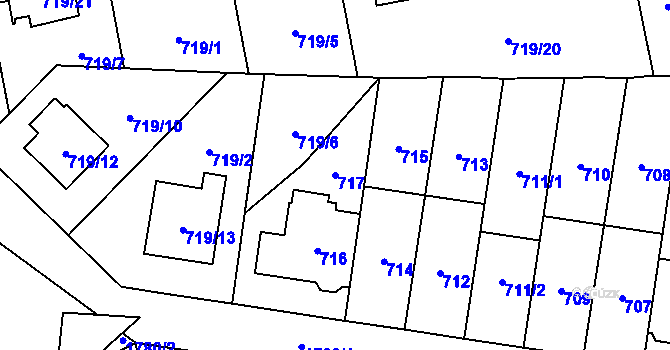 Parcela st. 717 v KÚ Kobylisy, Katastrální mapa