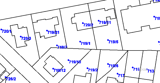 Parcela st. 719/1 v KÚ Kobylisy, Katastrální mapa