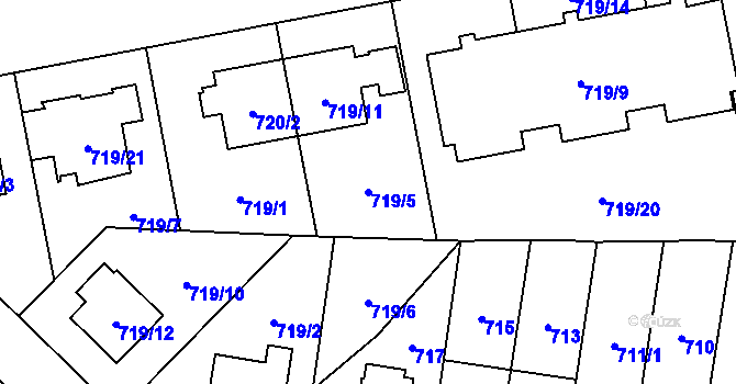 Parcela st. 719/5 v KÚ Kobylisy, Katastrální mapa