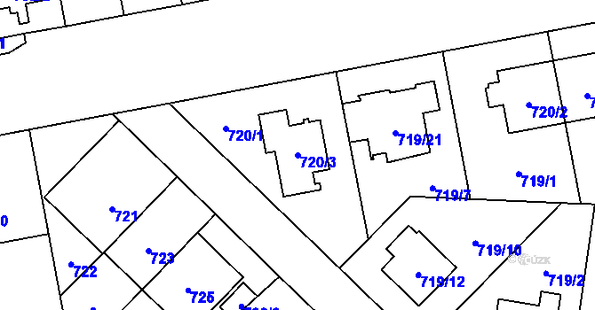 Parcela st. 720/3 v KÚ Kobylisy, Katastrální mapa