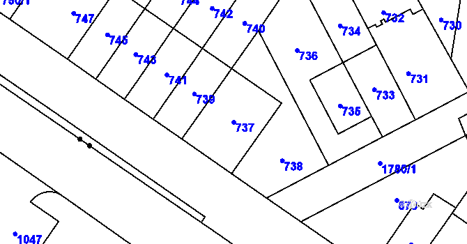 Parcela st. 737 v KÚ Kobylisy, Katastrální mapa