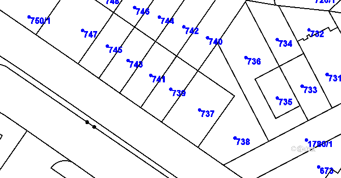 Parcela st. 739 v KÚ Kobylisy, Katastrální mapa