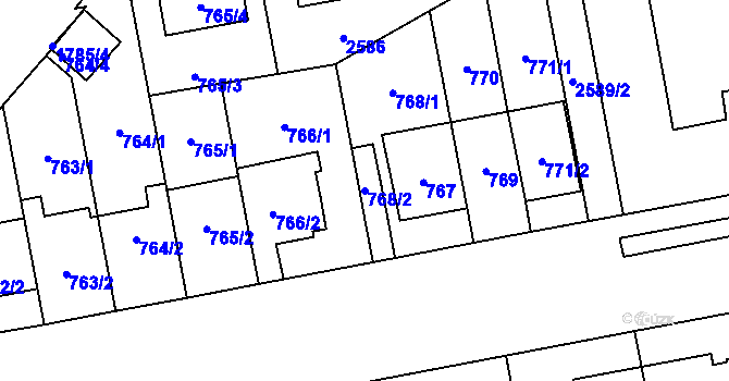 Parcela st. 768/2 v KÚ Kobylisy, Katastrální mapa