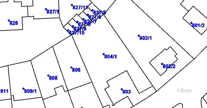 Parcela st. 804/1 v KÚ Kobylisy, Katastrální mapa