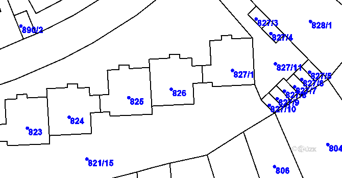 Parcela st. 826 v KÚ Kobylisy, Katastrální mapa