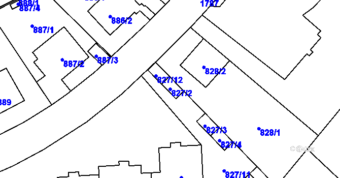Parcela st. 827/2 v KÚ Kobylisy, Katastrální mapa
