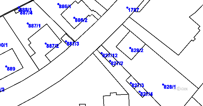 Parcela st. 827/12 v KÚ Kobylisy, Katastrální mapa
