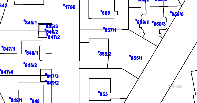 Parcela st. 855/2 v KÚ Kobylisy, Katastrální mapa