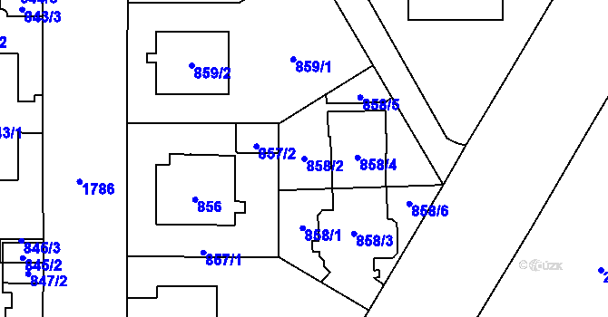 Parcela st. 858/2 v KÚ Kobylisy, Katastrální mapa