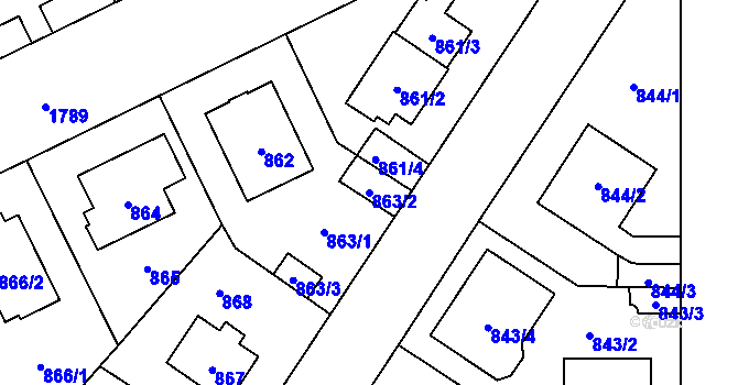 Parcela st. 863/2 v KÚ Kobylisy, Katastrální mapa